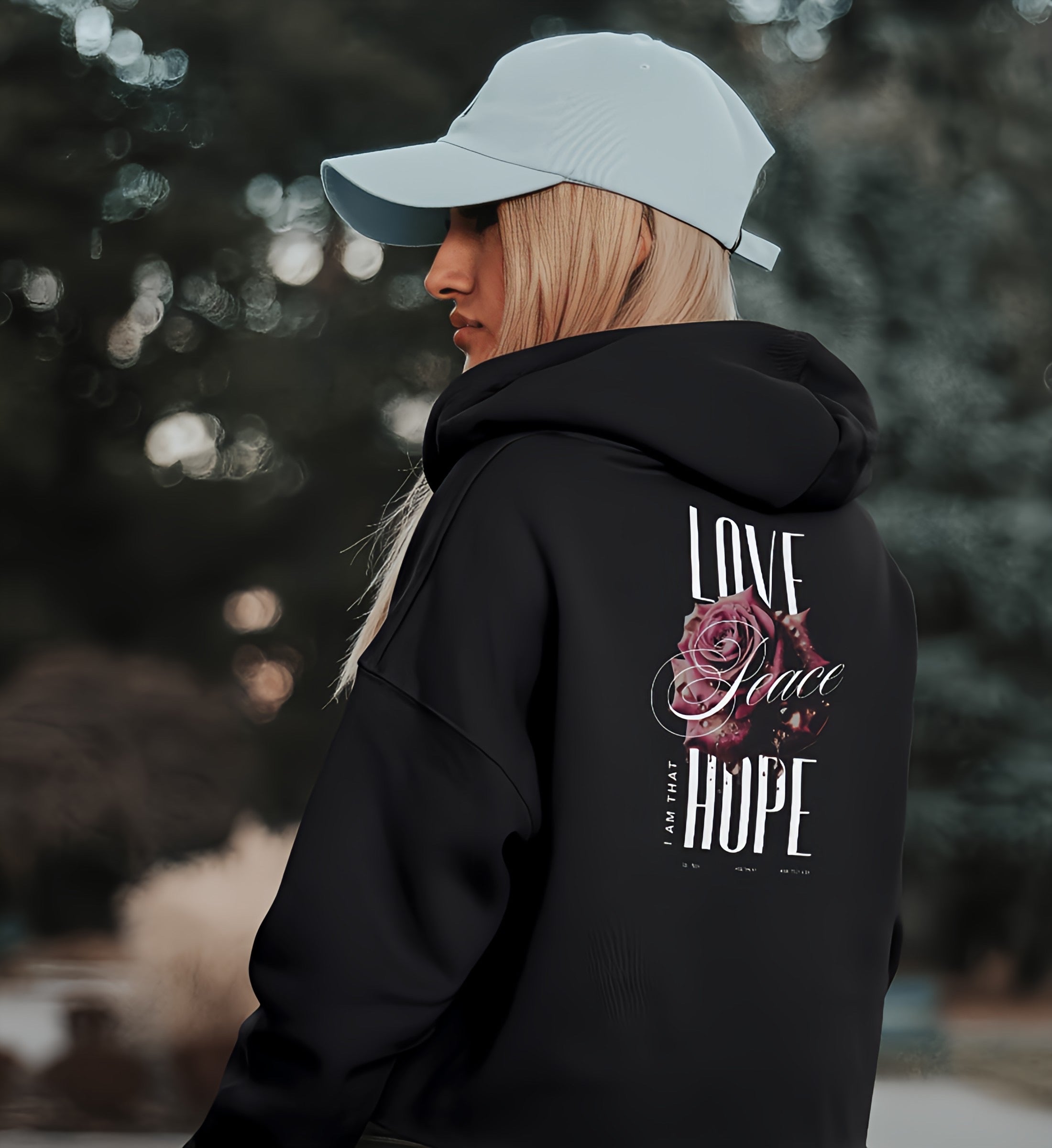 Love Peace Hope - Backprint - Hoodie Organic Cotton Mix - Relaxed Fit